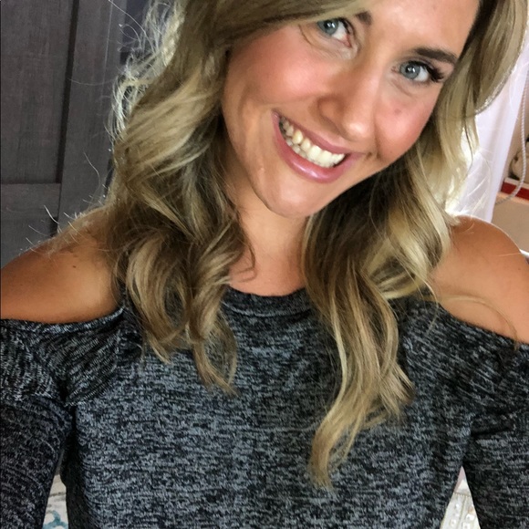 Charcoal cozy cold shoulder top - Picture 7 of 7